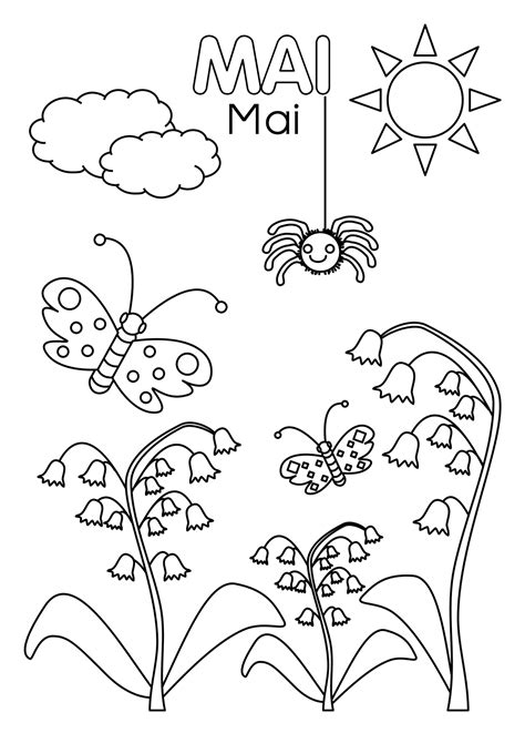 Calendrier du mois de mai activités Coloriage fête des mères Coloriage gratuit Mois de mai