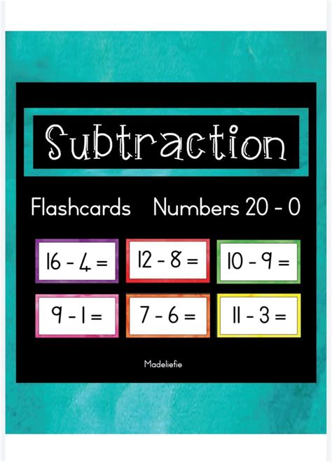 Subtraction Flashcards 20 0 • Teacha