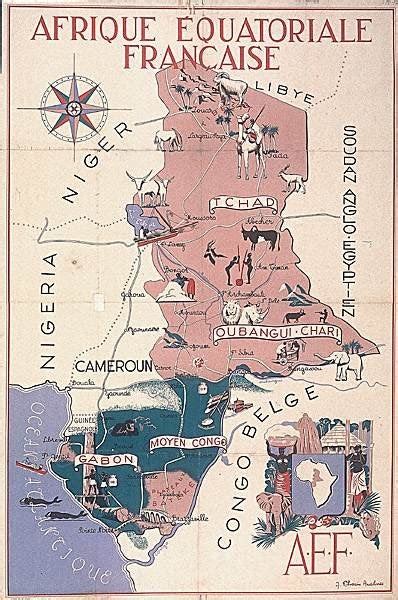 Affichecarte De Lafrique équatoriale Française Aef