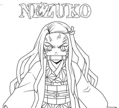 Nezuko From Demon Slayer Coloring Page Free Printable Coloring Pages