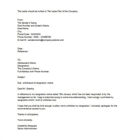 Resignation Letter Template 17 Free Word Pdf Format Download