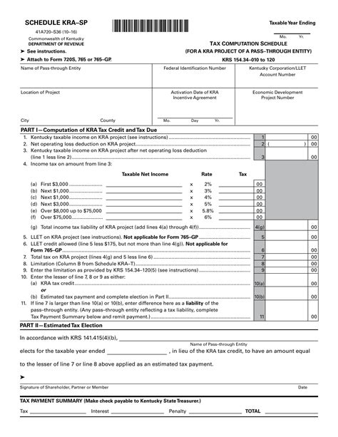 Form 41a720 S36 Schedule Kra Sp Fill Out Sign Online And Download