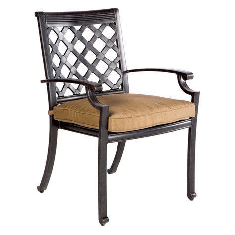 The waterfall seat and fully upholstered back provide a look to be desired. Alfresco Home Lattice Stackable Dining Arm Chair with ...