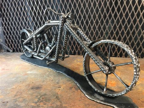Wroughty Rider Cycle Welded Metal Art Motorcycle Sculpture Etsy