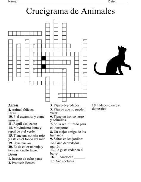 Crucigrama De Animales Crossword Wordmint