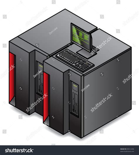 A Mainframe Computer With A Terminal Stock Vector Illustration