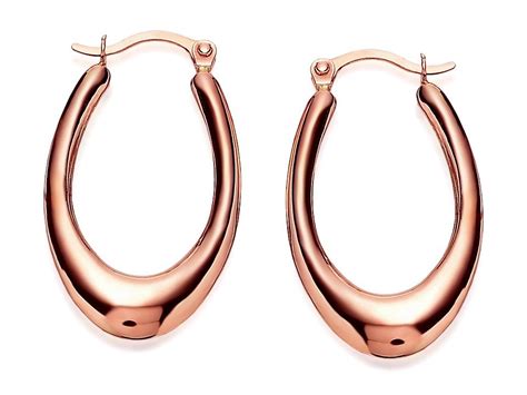 Ct Rose Gold Oval Creole Hoop Earrings Mm G Rose Gold