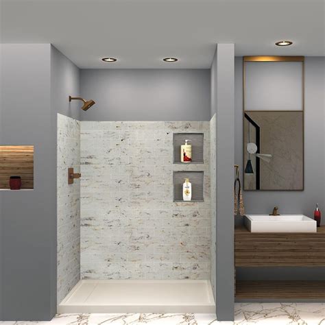 Transolid Saramar Biscotti Marble Three Piece Shower Wall Surround 60