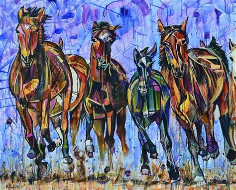 Horses Running Painting Abstract Animal Art For Sale On