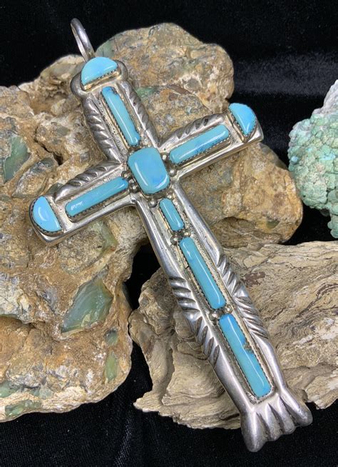 LARGEST Vintage Zuni Lupe Iule Sterling Silver Turquoise 5 5