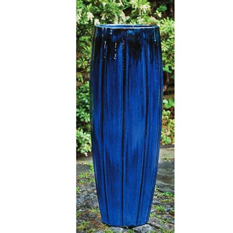 Kinsey Garden Decor Glazed Ceramic Extra Tall Floor Vase Planter Royal Blue Indoor Outdoor