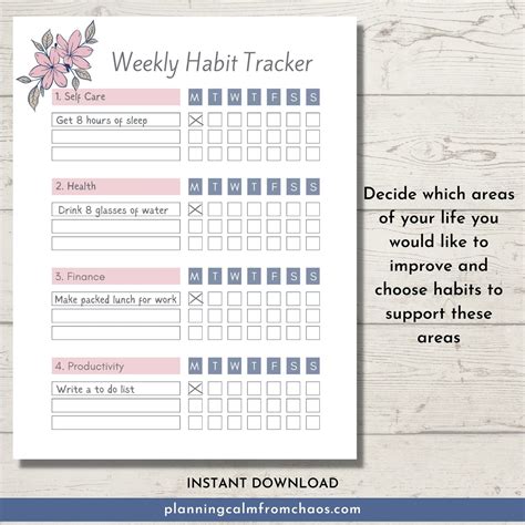 Printable Weekly Habit Tracker Planning Calm From Chaos