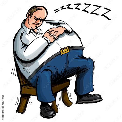 Cartoon Of Overweight Man Sleeping In A Chair Stock Vector Adobe Stock