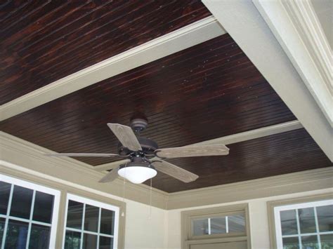 Dark Walnut Stain High Gloss Porch Ceiling Beadboard Ceiling