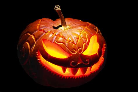 Scary Mean Looking Halloween Pumpkin Carving With Teeth Boo Halloween
