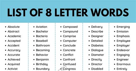 Eight Letter Words