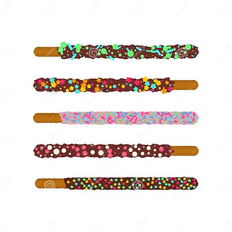 Frosted Chocolate Chip Cookie Sticks In Sprinkles Stock Vector