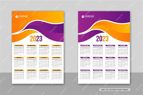 Diseño De Plantilla De Calendario De Pared Abstracto 2023 O Calendario