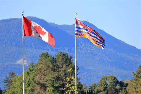 Bc And Canadian Outdoor Flags Stock Image Image Of Canada Color