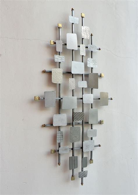 Mid Century Modern Metal Wall Sculpture With Textured Etsy Metal