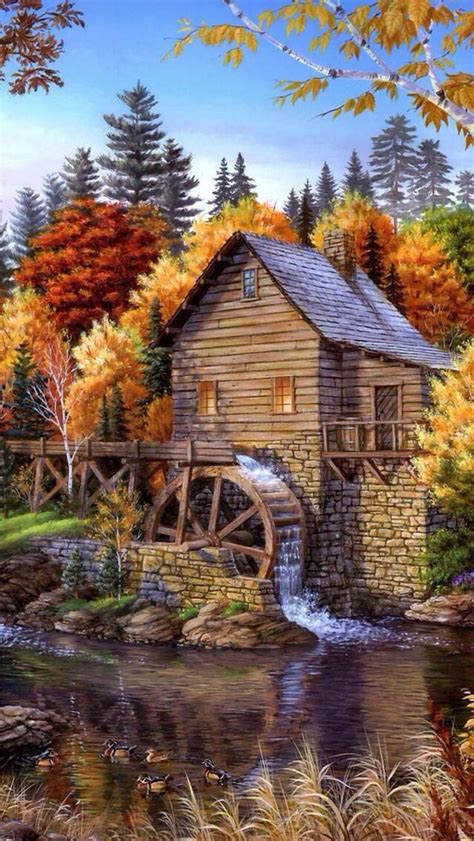 Old Water Mill Paintings