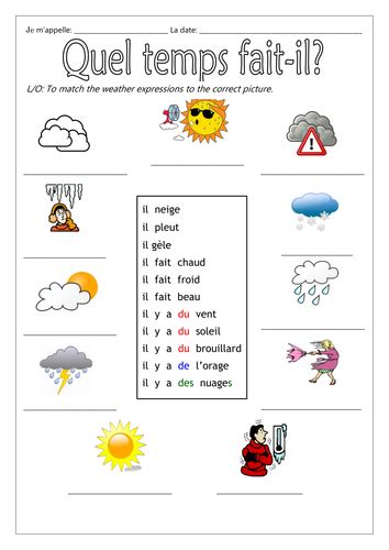 French Weather Quel Temps Fait Il Worksheets By Labellaroma