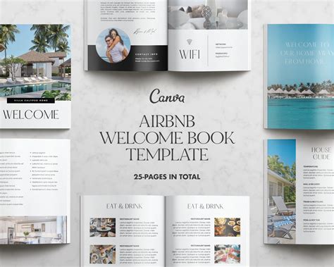 Templates Paper Guest Book Template Airbnb Welcome Guide Printable Host Bundle Checklist Vrbo