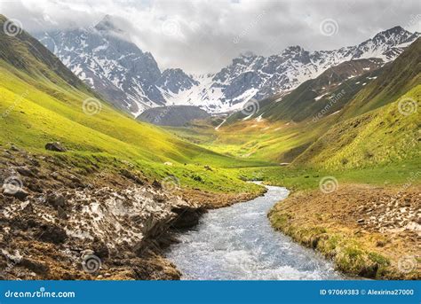 Landscape Caucasus Mountain Range Juta Valley Kazbegi Region