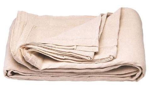 A sheet of cloth, plastic, or the like used by painters esp. Heavy Duty Canvas Drop Cloth