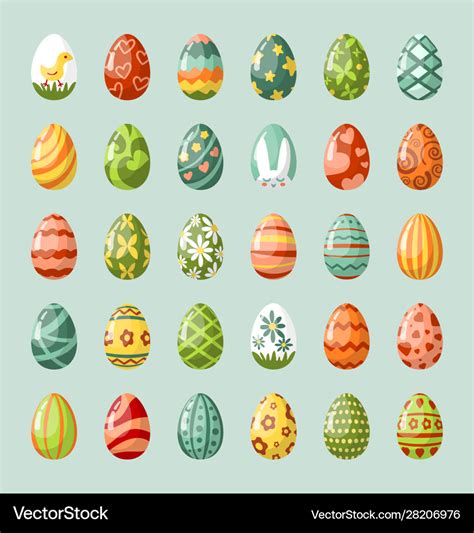 Traditional Painted Easter Eggs Flat Royalty Free Vector