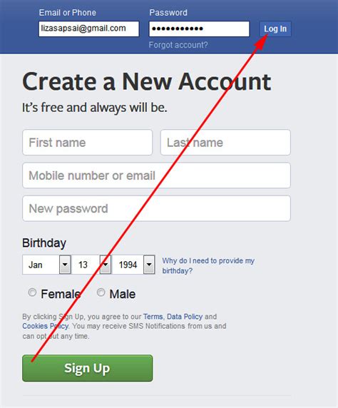 Facebook Login Facebook Account Sign In