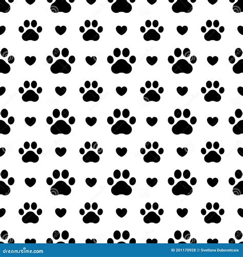 Pet Prints Paw Seamless Pattern Cute Background For Pets Dog Or Cat