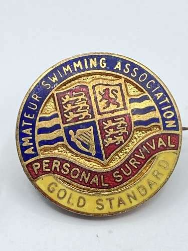Vintage Amateur Swimming Association Gold Bronze And Silver Badges