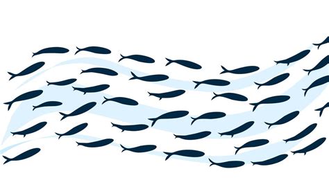 Ocean Fish Waves Small Fish Colony Swimming In The Blue Sea Logo