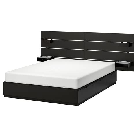 Nordli Bed With Headboard And Storage Anthracite Queen Ikea Bed