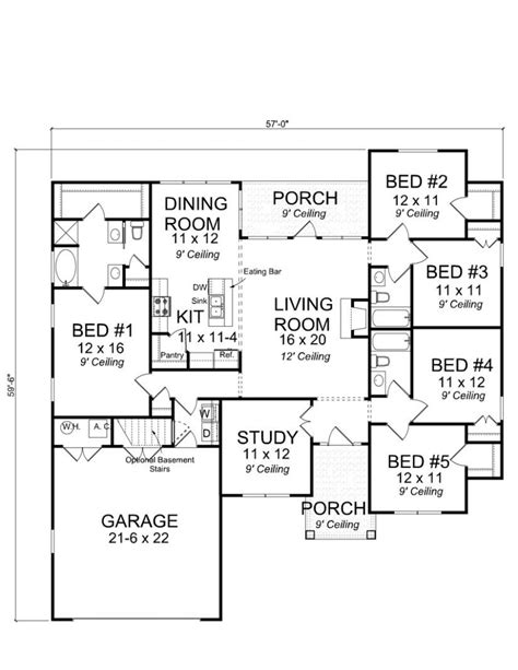Four bedroom house plans (sometimes written 4 bedroom floor plans) are popular with growing families, as they offer plenty of room for everyone. #656176 - Traditional 5 Bedroom 3 Bath Craftsman with ...
