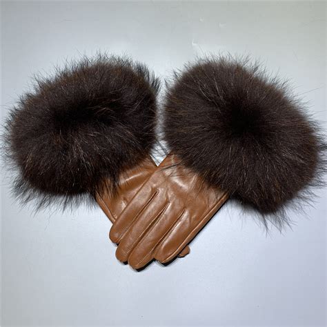 wholesale sheep skin raccoon fox fur real fur gloves women custom lambskin motorcycle genuine