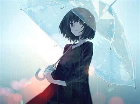Beautiful Anime Girl Under Umbrella Live Wallpaper Wa