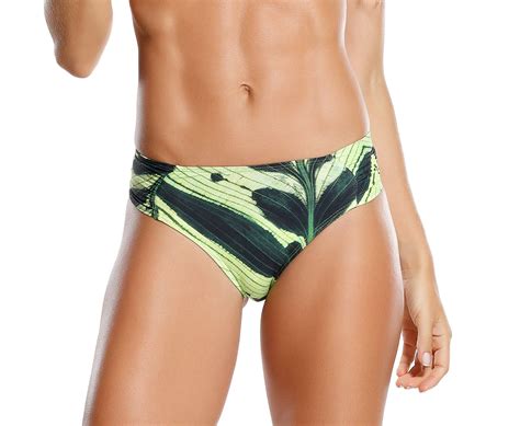 Fixed Brazilian Bikini Bottom In Green Leaves Print Bottom Terra De