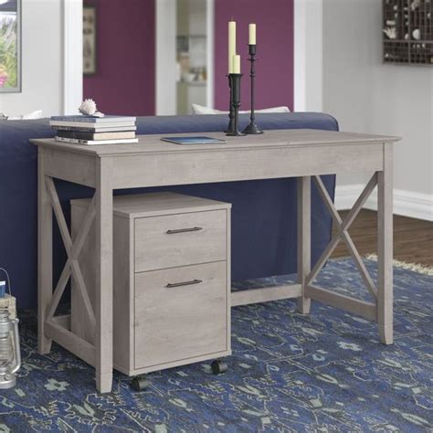Havenside Home Bellport Washed Grey 48w Writing Desk With 2 Drawer