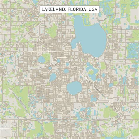 Lakeland Florida Us City Street Map Digital Art By Frank Ramspott Pixels