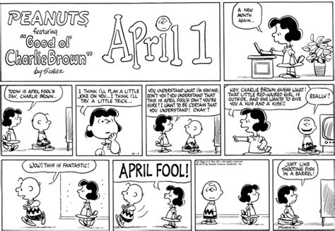 April 01 1973 April Fool Peanuts Comic Strip Peanuts Cartoon