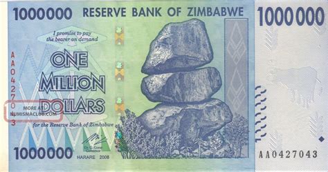 2008 1 one million dollars zimbabwe currency unc banknote note money bill cash