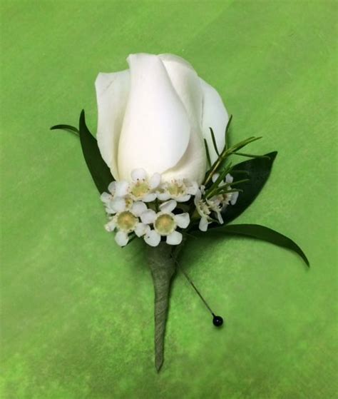 Single Large Rose Boutonnière With Waxflower Rose Boutonniere Brooch