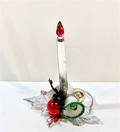 Vintage Christmas Mercury Glass Candle Christmas Decoration Etsy