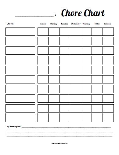 Chore Chart Free Printable