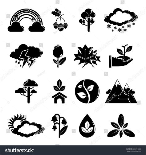 Nature Icons Set Symbols Simple Illustration Stock Vector Royalty Free