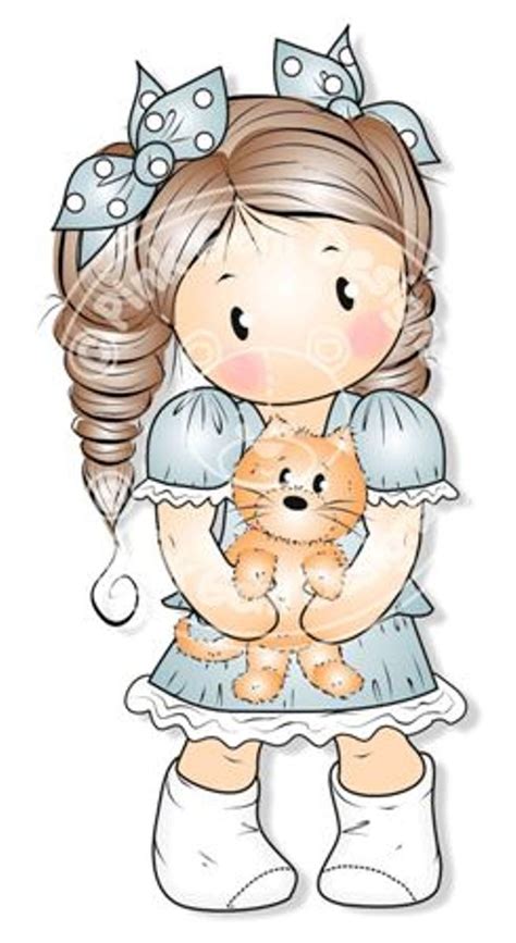 Maybe you would like to learn more about one of these? Sello digital Digi Chloe con gatito - cumpleaños de las niñas, madres día | Dibujos bonitos ...