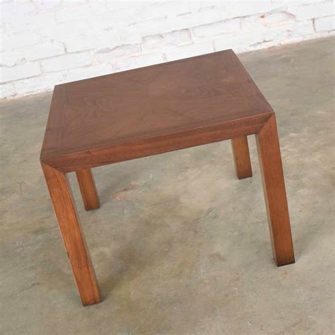 vintage modern lane solid walnut square parsons side table w inlay style 1124 18 1970