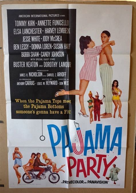 Pajama Party Original Movie Poster Annette Funicello Ebay